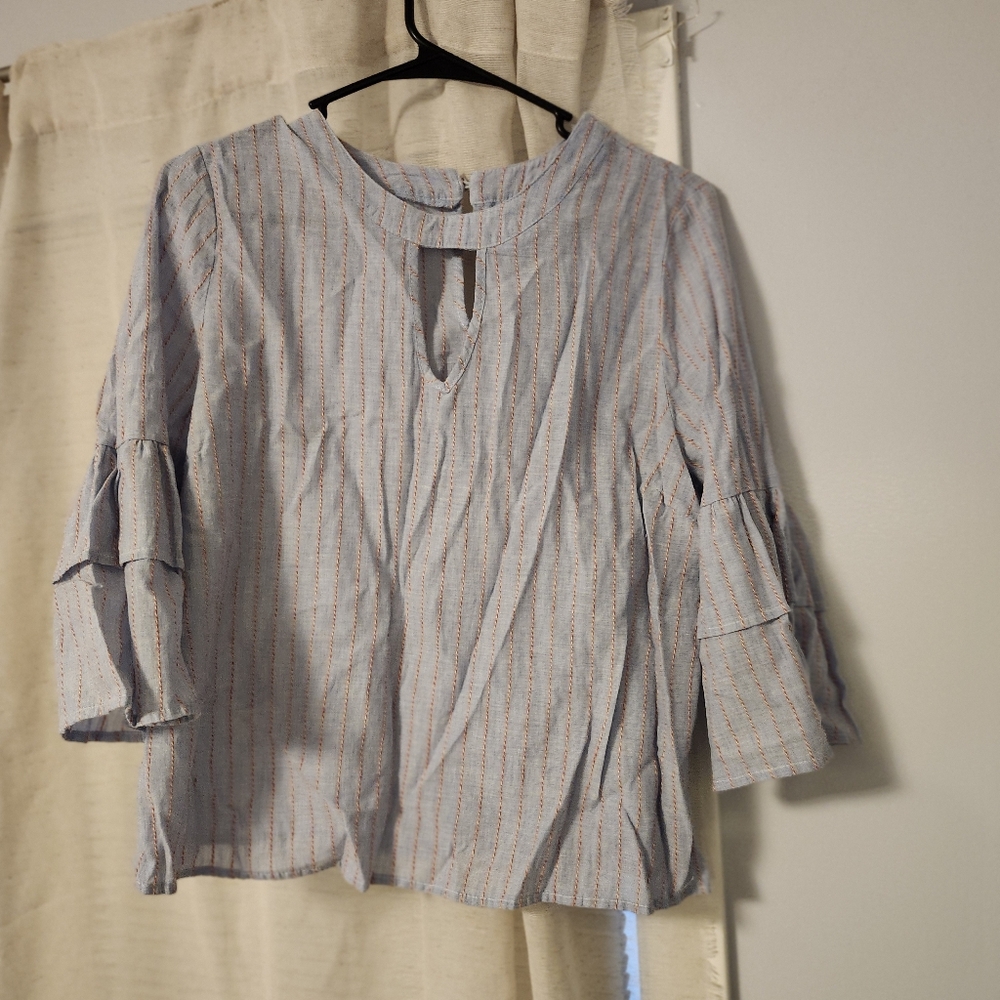 Light blue 3/4 sleeve blouse